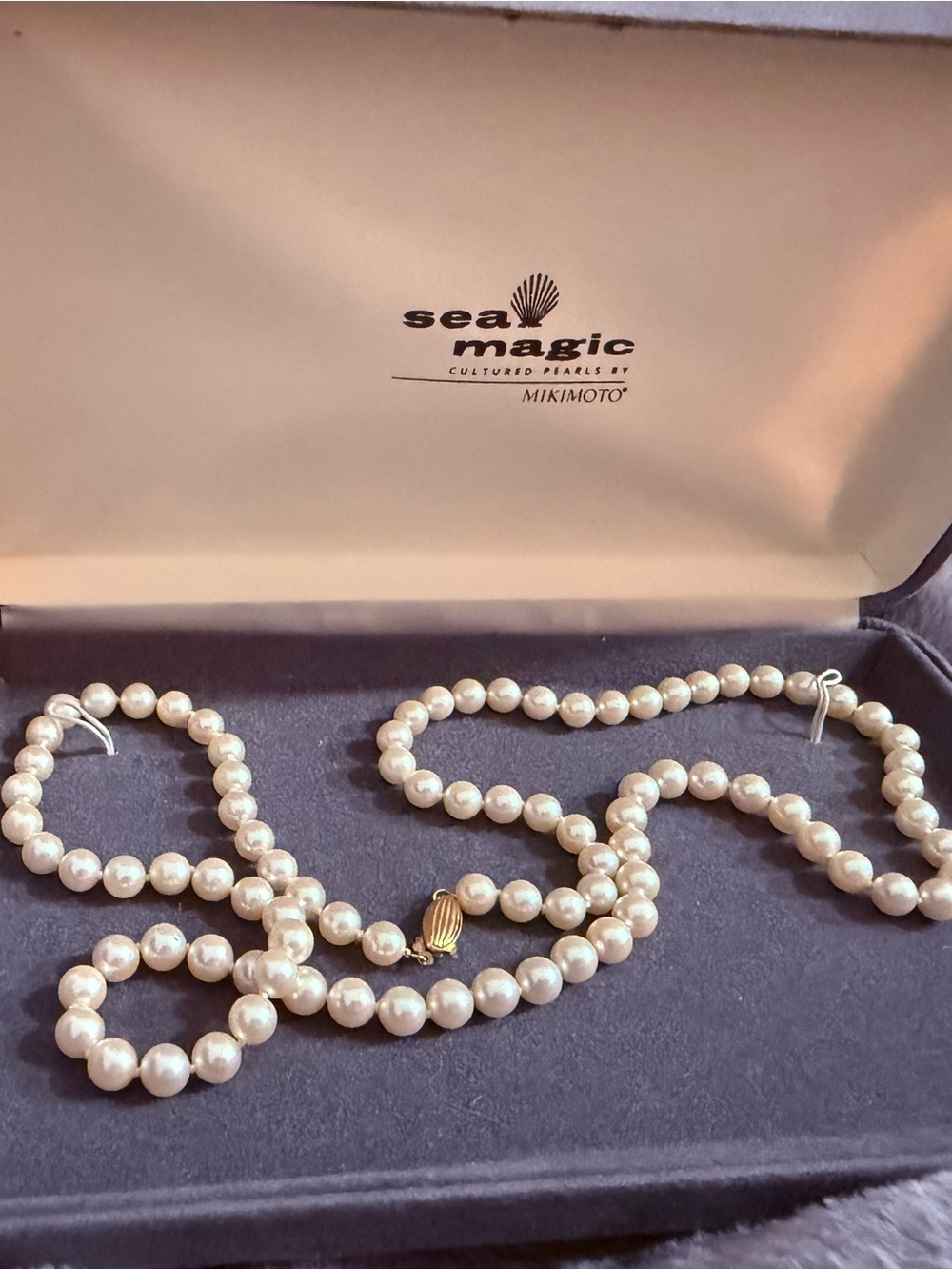 Mikimoto Sea Magic Blue Lagoon Pearl Necklace - White Pearls with Gold Clasp